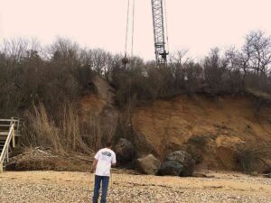 Hauling stone for revetment